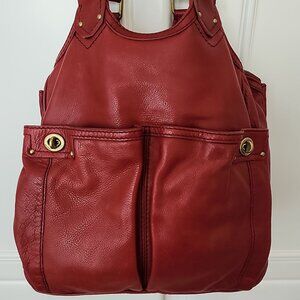 Marc Jacobs Totally Turnlock Teri Tote Hobo Bag in Red Leather